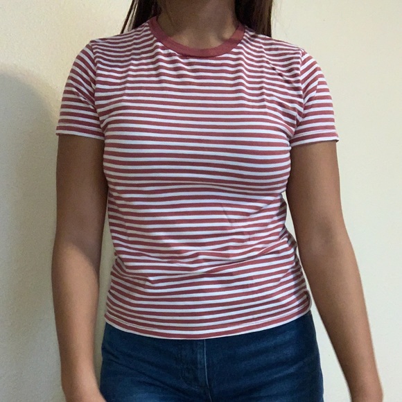 Brandy Melville Red Striped Tee - Picture 2 of 6